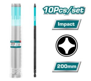 طقم سن مفك صليبة PH2 طول 200 مم 10 قطع TOTAL موديل TACIM16PH283