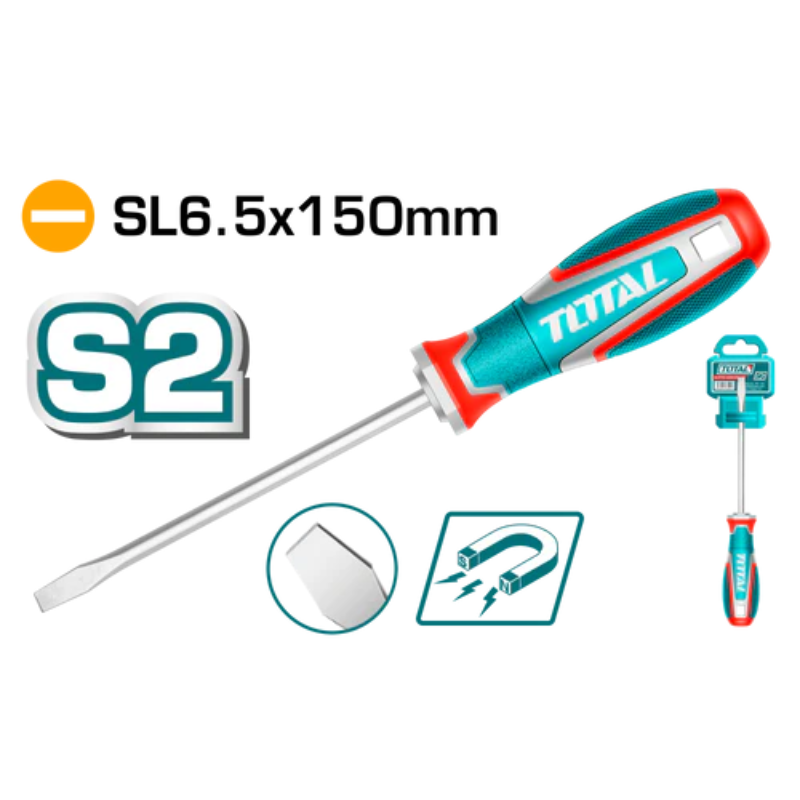مفك عاده 6.5 مم طول 150 مم يد كاوتش 2 لون - TSDSL6150
