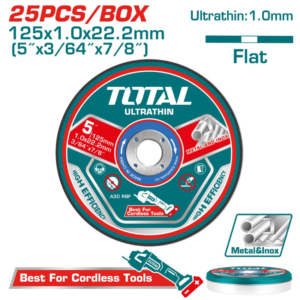 طقم أقراص قطع معدن وإنوكس TOTAL 125 مم – 25 قطعة TAC21012525