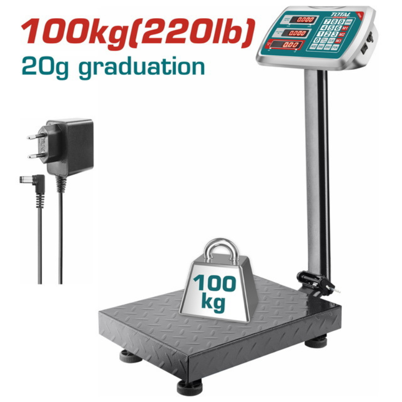 ميزان إلكتروني طبلية TOTAL سعة 100 كجم TESA31001