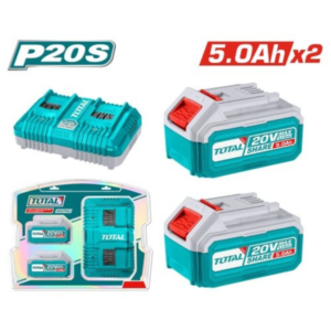 طقم بطاريات 20 فولت 2 × 4.0 أمبير مع شاحن TOTAL TFBCPK2427