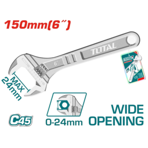 مفتاح فرنساوي 6 بوصة فتحة 0–19.2 مم – Cr-V – TOTAL THT101063