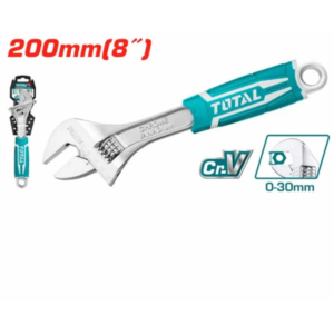 مفتاح فرنساوي 8 بوصة فك عريض 0–30 مم يد كاوتش – Cr-V – TOTAL THT101086
