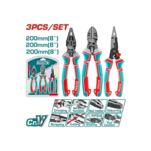 طقم بنس متعددة الوظائف 3 قطع 8 بوصة Cr-V – كومبي وقصافة وبوز مسطح – قوة أعلى 30% – TOTAL THT2MK231