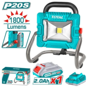 كشاف عمل LED لاسلكي 20 فولت 20 وات مع بطارية وشاحن TOTAL TWLI20258