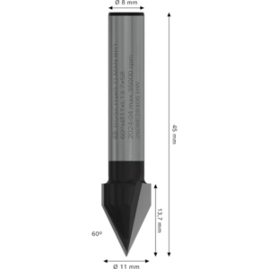 بنطة راوتر للتجاويف V قطر 8 مم 11x45