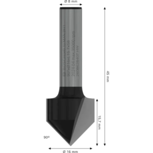 بنطة راوتر للتجاويف V قطر 8 مم 16x45