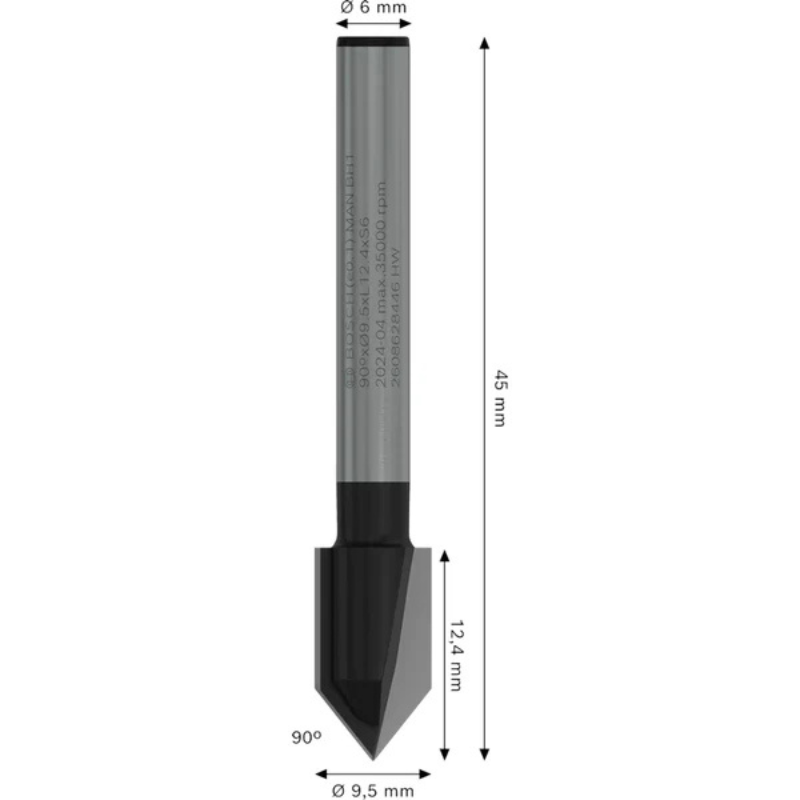 بنطة راوتر على شكل حرف V بوش 6×9.5×45 مم